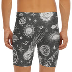 Black White Galaxy Outer Space Print Men's Long Boxer Briefs