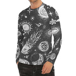 Black White Galaxy Outer Space Print Men's Long Sleeve Rash Guard