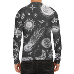 Black White Galaxy Outer Space Print Men's Long Sleeve Rash Guard