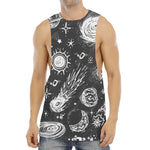 Black White Galaxy Outer Space Print Men's Muscle Tank Top