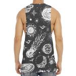 Black White Galaxy Outer Space Print Men's Muscle Tank Top