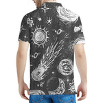 Black White Galaxy Outer Space Print Men's Polo Shirt