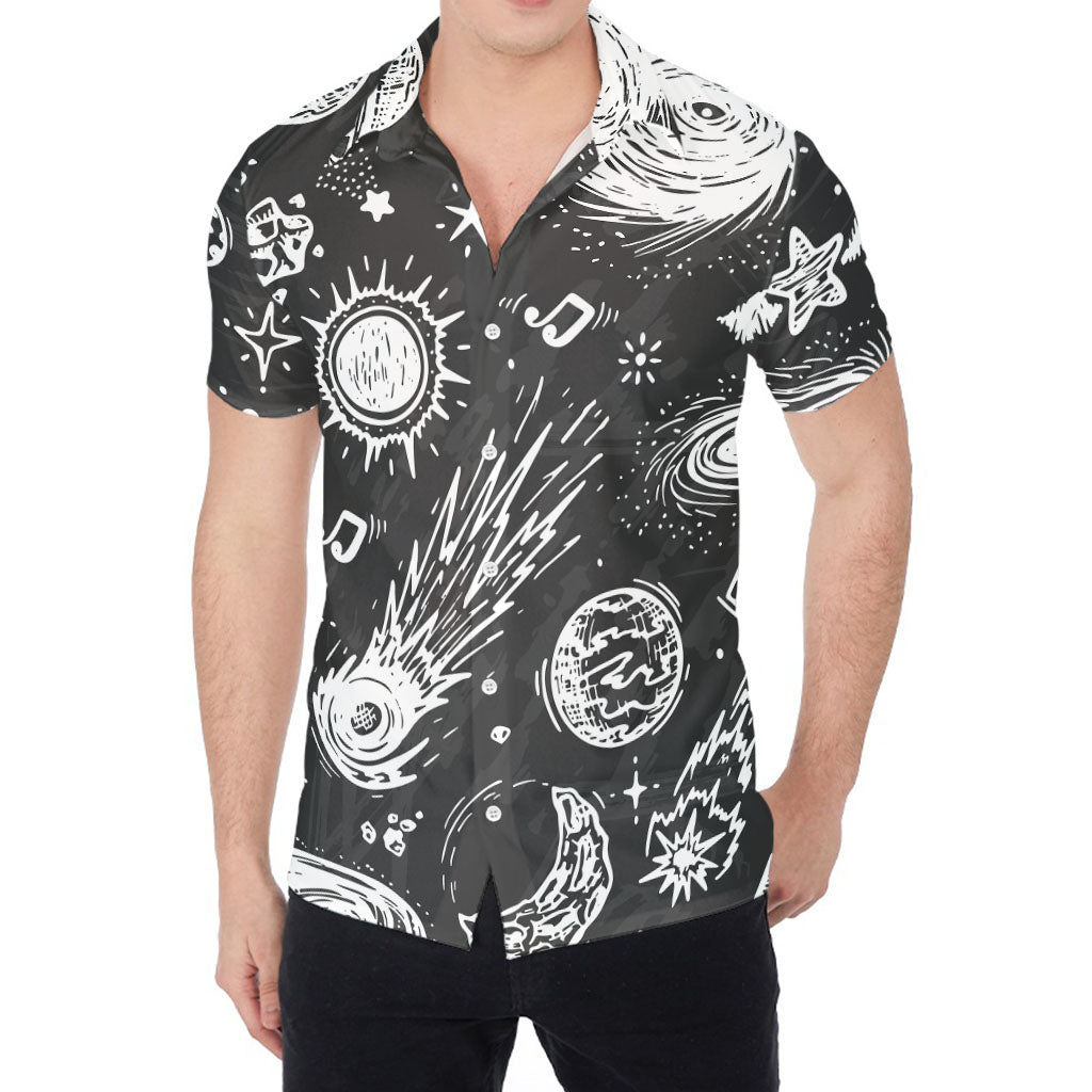 Black White Galaxy Outer Space Print Men's Shirt