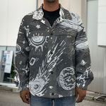 Black White Galaxy Outer Space Print Men's Shirt Jacket