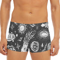 Black White Galaxy Outer Space Print Men's Short Boxer Briefs