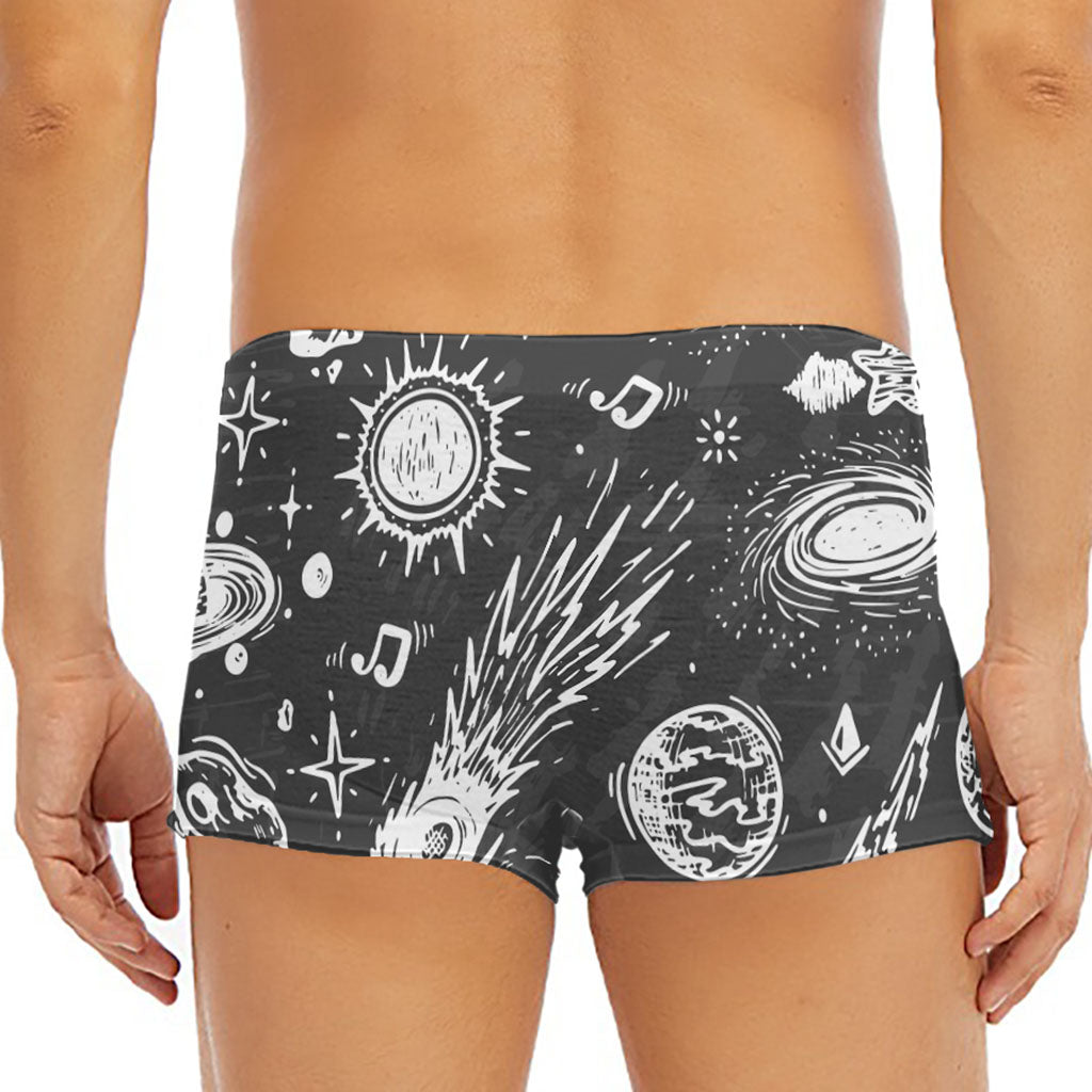 Black White Galaxy Outer Space Print Men's Short Boxer Briefs
