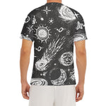 Black White Galaxy Outer Space Print Men's Short Sleeve Rash Guard
