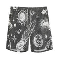 Black White Galaxy Outer Space Print Men's Athletic Shorts