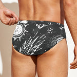 Black White Galaxy Outer Space Print Men's Swim Briefs