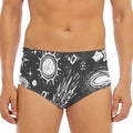 Black White Galaxy Outer Space Print Men's Triangle Swim Briefs