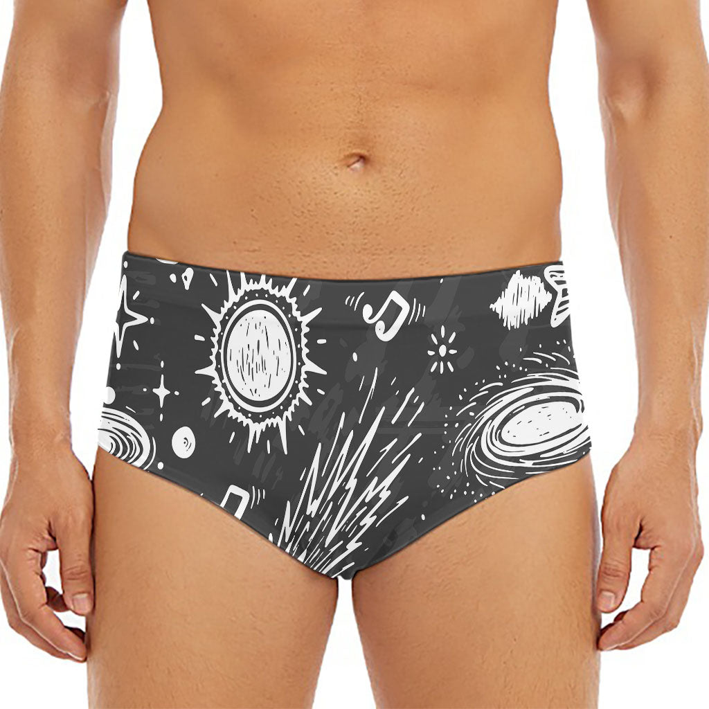 Black White Galaxy Outer Space Print Men's Triangle Swim Briefs
