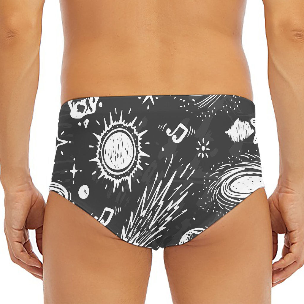 Black White Galaxy Outer Space Print Men's Triangle Swim Briefs