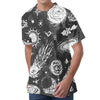 Black White Galaxy Outer Space Print Men's Velvet T-Shirt