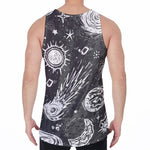 Black White Galaxy Outer Space Print Men's Velvet Tank Top