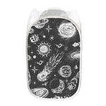 Black White Galaxy Outer Space Print Mesh Laundry Hamper