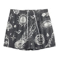 Black White Galaxy Outer Space Print Mesh Shorts