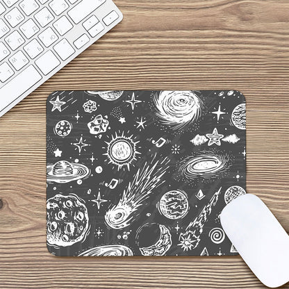 Black White Galaxy Outer Space Print Mouse Pad