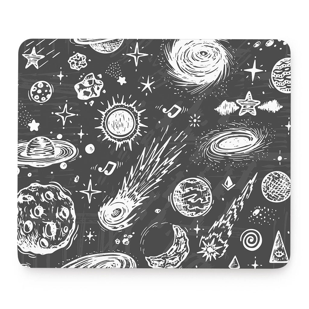 Black White Galaxy Outer Space Print Mouse Pad