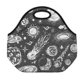 Black White Galaxy Outer Space Print Neoprene Lunch Bag