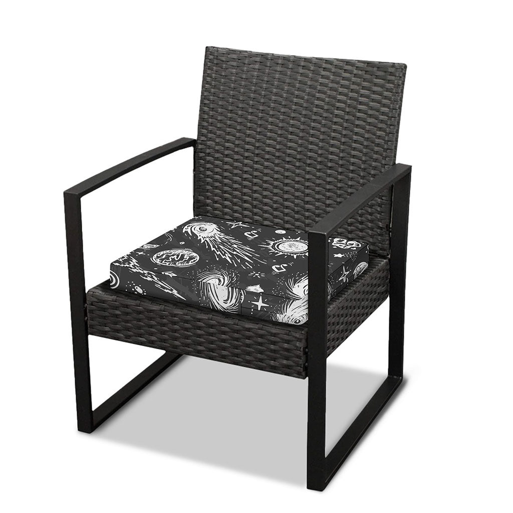Black White Galaxy Outer Space Print Outdoor Seat Cushion Cover