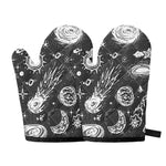 Black White Galaxy Outer Space Print Oven Mitts