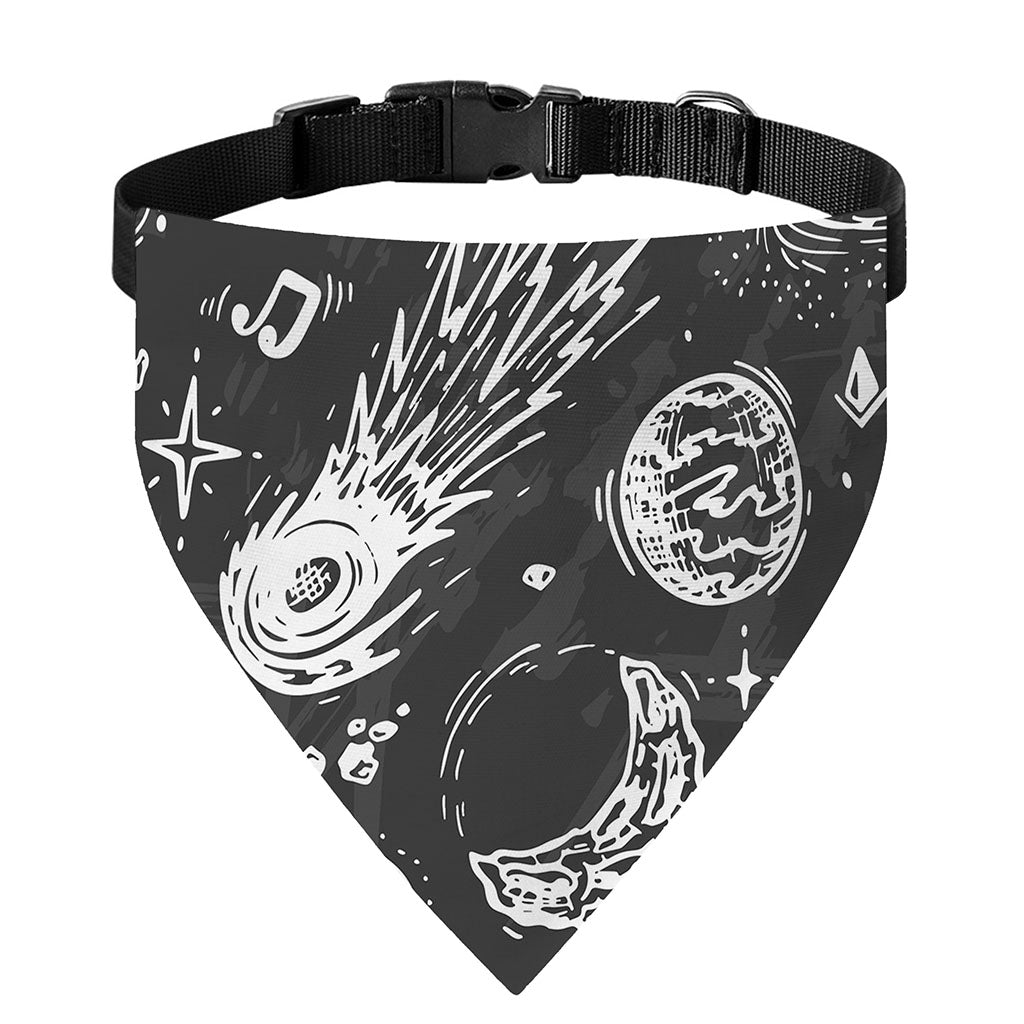 Black White Galaxy Outer Space Print Over The Collar Dog Bandana