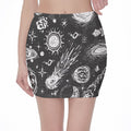 Black White Galaxy Outer Space Print Pencil Mini Skirt