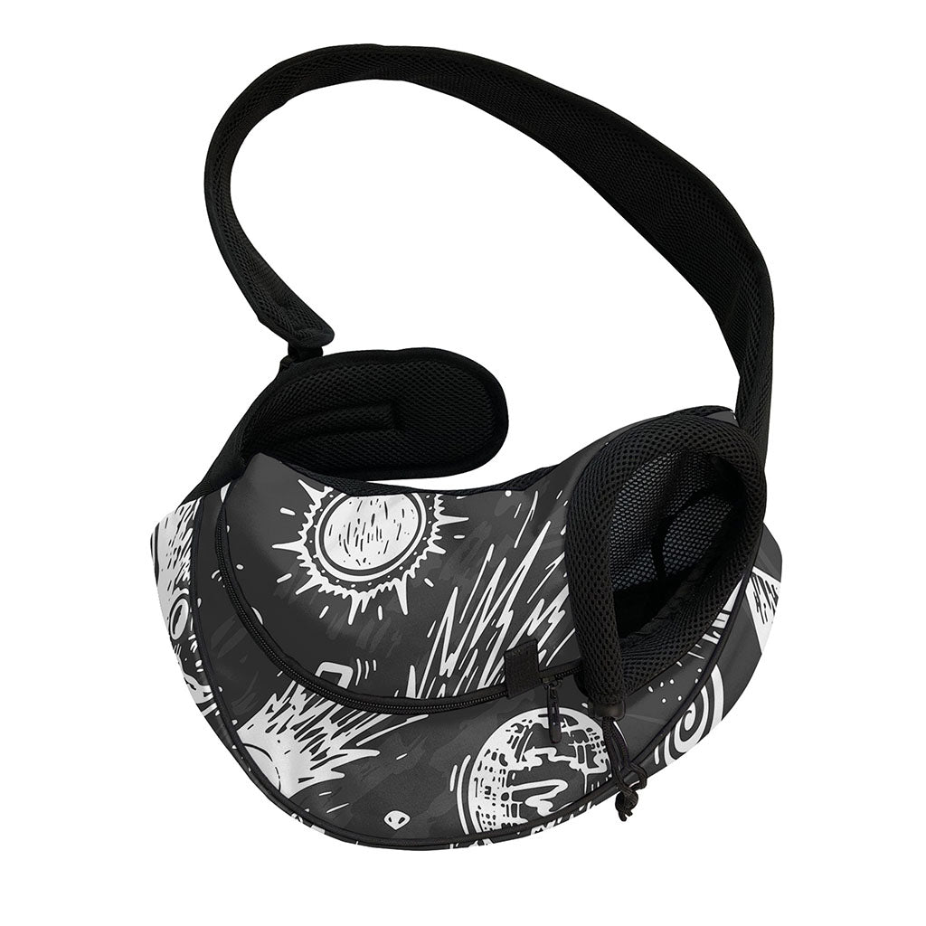Black White Galaxy Outer Space Print Pet Sling Carrier