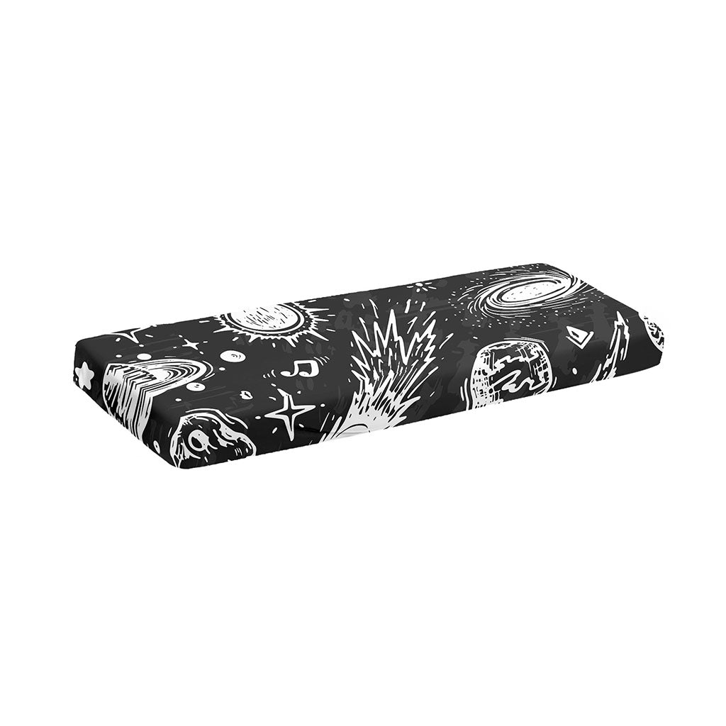 Black White Galaxy Outer Space Print Piano Keyboard Cover