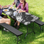 Black White Galaxy Outer Space Print Picnic Table Cover