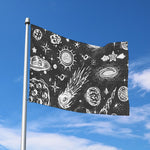 Black White Galaxy Outer Space Print Polyester Flag