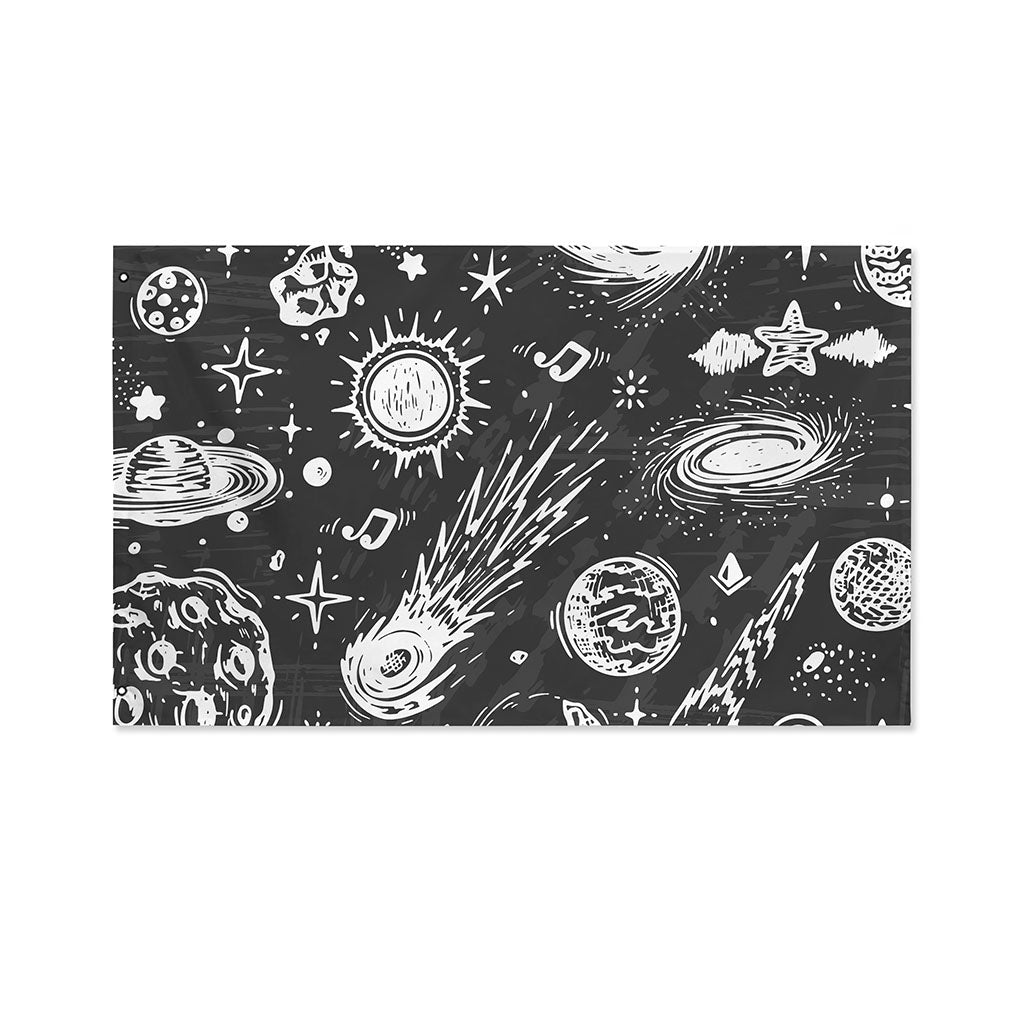 Black White Galaxy Outer Space Print Polyester Flag