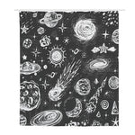 Black White Galaxy Outer Space Print Polyester Shower Curtain