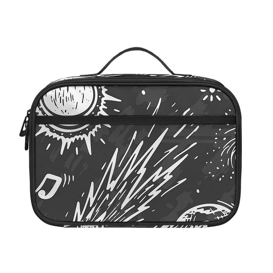 Black White Galaxy Outer Space Print Portable Lunch Bag