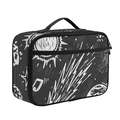 Black White Galaxy Outer Space Print Portable Lunch Bag