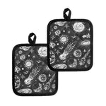 Black White Galaxy Outer Space Print Pot Holders