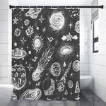 Black White Galaxy Outer Space Print Premium Shower Curtain