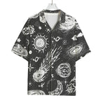 Black White Galaxy Outer Space Print Rayon Hawaiian Shirt