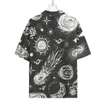 Black White Galaxy Outer Space Print Rayon Hawaiian Shirt