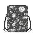 Black White Galaxy Outer Space Print Rectangular Crossbody Bag