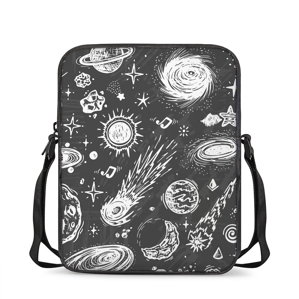 Black White Galaxy Outer Space Print Rectangular Crossbody Bag