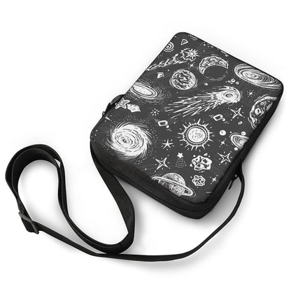 Black White Galaxy Outer Space Print Rectangular Crossbody Bag