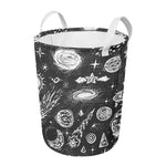 Black White Galaxy Outer Space Print Round Laundry Basket