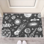 Black White Galaxy Outer Space Print Rubber Doormat