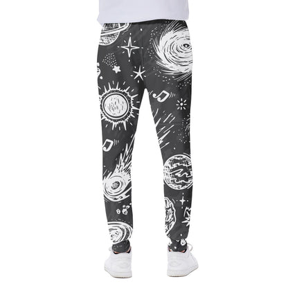 Black White Galaxy Outer Space Print Scuba Joggers
