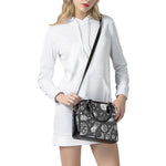 Black White Galaxy Outer Space Print Shoulder Handbag