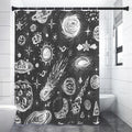 Black White Galaxy Outer Space Print Shower Curtain