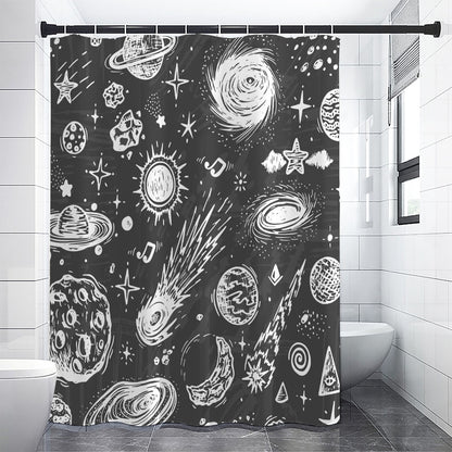 Black White Galaxy Outer Space Print Shower Curtain