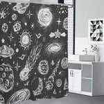 Black White Galaxy Outer Space Print Shower Curtain
