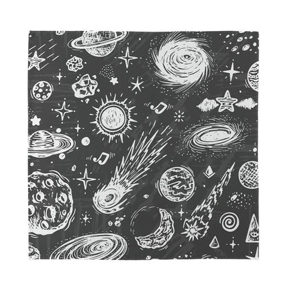 Black White Galaxy Outer Space Print Silk Bandana